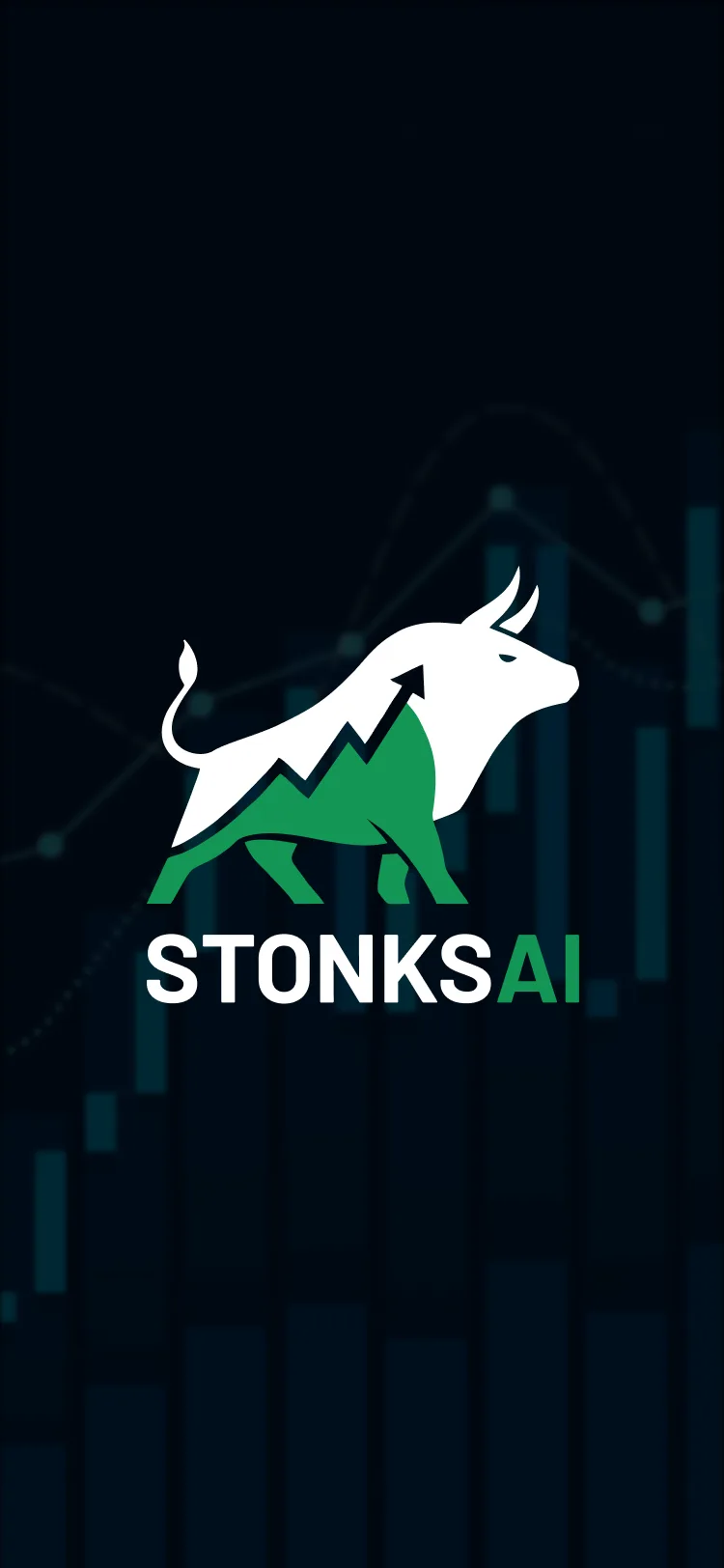 StonksAI app splash screen showing the StonksAI logo