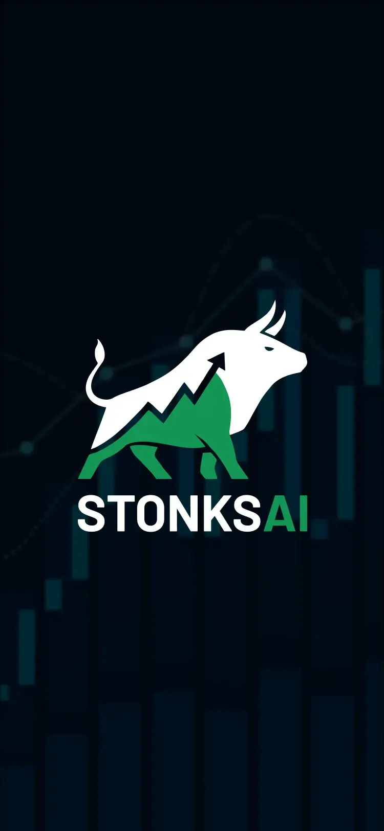 StonksAI app splash screen showing the StonksAI logo